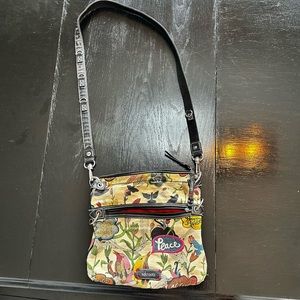 Retro SAK Crossbody Brown Patched Embroidered Purse Bag